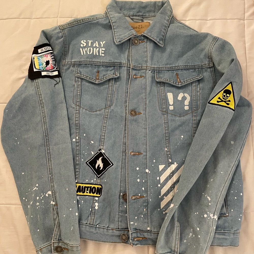 Rue21 Patchwork Graphic Denim Jacket - image 1